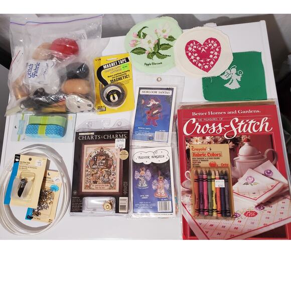 Vintage Other - Vintage Cross Stitch Sewing Notions Lot DMC Museum Collection Pattern Books Kits